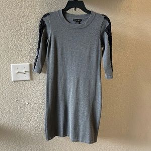 Grey dress with lace sleeves